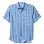 Tommy Bahama Men's IslandZone Coastal Ease Siena Geo Camp Shirt - Chambray Blue
