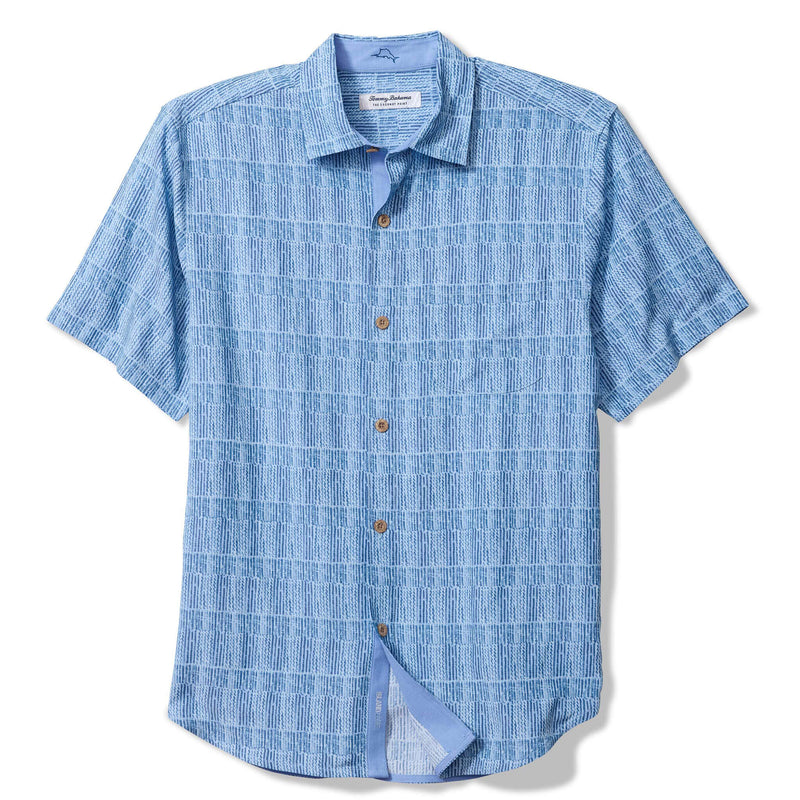 Tommy Bahama Men's IslandZone Coastal Ease Siena Geo Camp Shirt - Chambray Blue