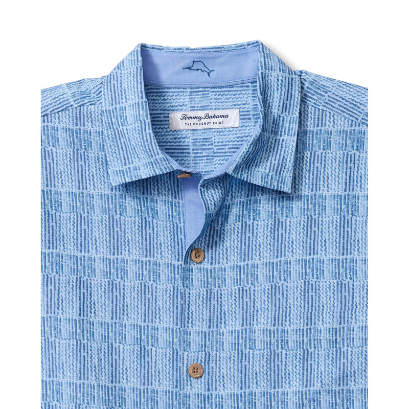 Tommy Bahama Men's IslandZone Coastal Ease Siena Geo Camp Shirt - Chambray Blue