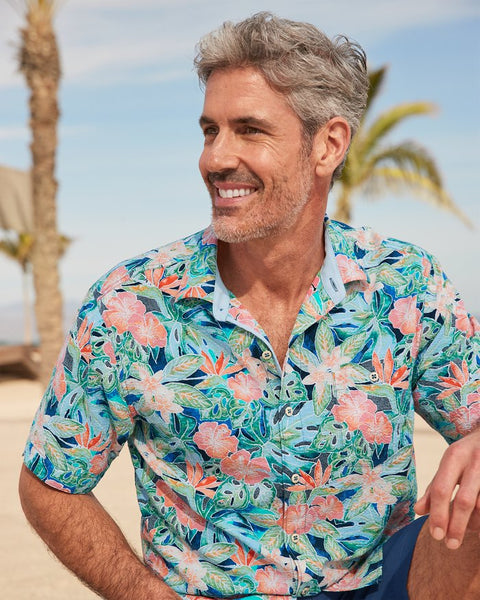 Tommy Bahama Men's Nova Wave Jungle Party Camp Shirt in Victoria