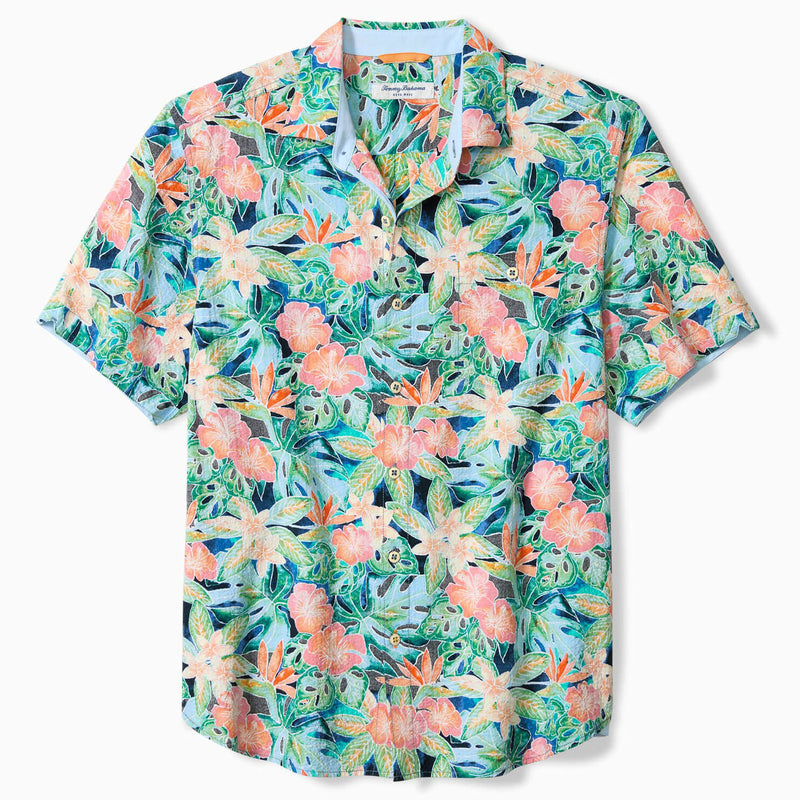 Tommy Bahama Men's Nova Wave Jungle Party Camp Shirt - Victoria Blue