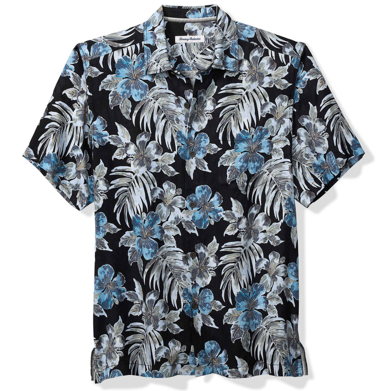 Tommy Bahama Men's Ravello Blooms Silk Camp Shirt - Matte Black