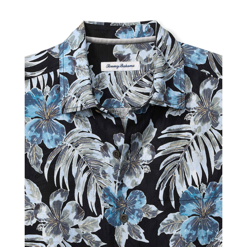 Tommy Bahama Men's Ravello Blooms Silk Camp Shirt - Matte Black