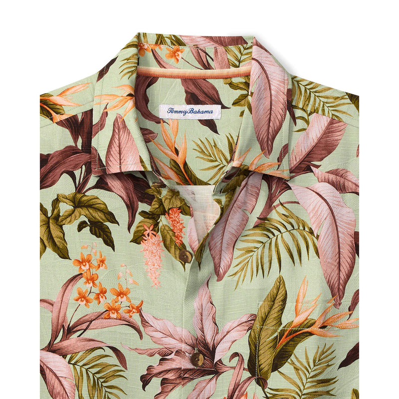 Tommy Bahama Men's Jaded Blooms Silk Camp Shirt - Misty Jade