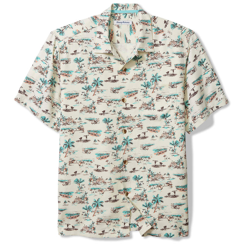 Tommy Bahama Men's Casablanco Silk Camp Shirt - Coconut Cream