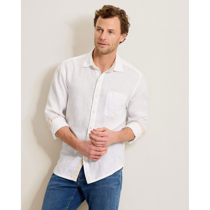 Tommy Bahama Men's Paradise Breezer Long Sleeve Linen Sport Shirt - White