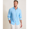 Tommy Bahama Men's Paradise Breezer Long Sleeve Linen Sport Shirt - Glass Bead Blue