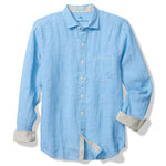 Tommy Bahama Men's Paradise Breezer Long Sleeve Linen Sport Shirt - Glass Bead Blue