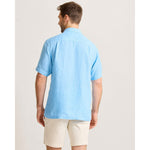 Tommy Bahama Men's Paradise Breezer Short Sleeve Linen Camp Shirt - Glass Bead Blue