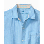 Tommy Bahama Men's Paradise Breezer Short Sleeve Linen Camp Shirt - Glass Bead Blue