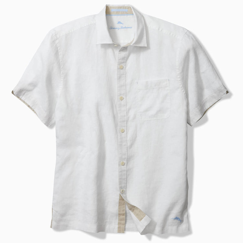 Tommy Bahama Men's Paradise Breezer Short Sleeve Linen Camp Shirt - White