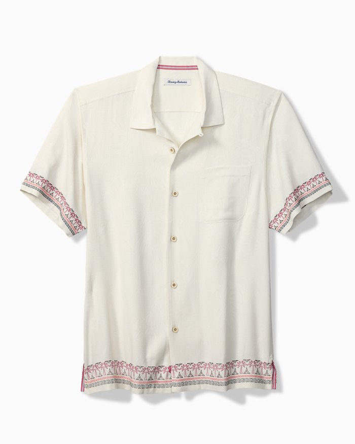 Tommy Bahama Men's Greco Palms Embroidered Silk Camp Shirt - Continental