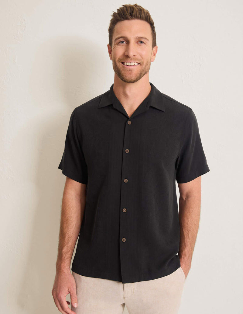 Tommy Bahama Men's Maui Border Silk Camp Shirt - Black
