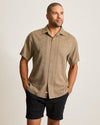 Tommy Bahama Men's Big & Tall Maui Border Silk Camp Shirt - Soft Brown