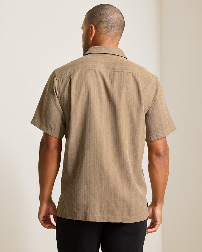 Tommy Bahama Men's Maui Border Silk Camp Shirt - Soft Brown