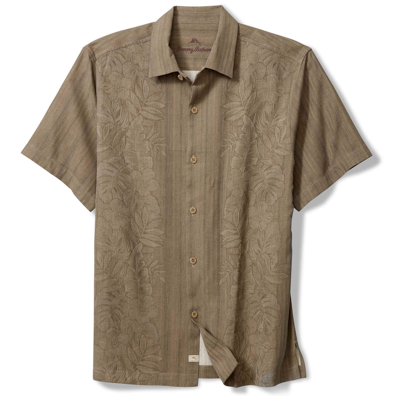 Tommy Bahama Men's Maui Border Silk Camp Shirt - Soft Brown