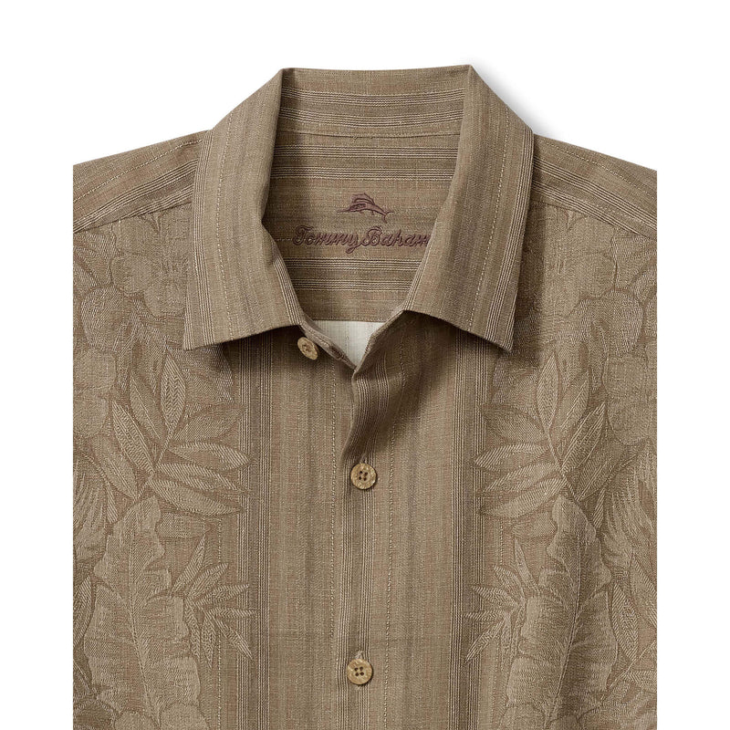 Tommy Bahama Men's Maui Border Silk Camp Shirt - Soft Brown