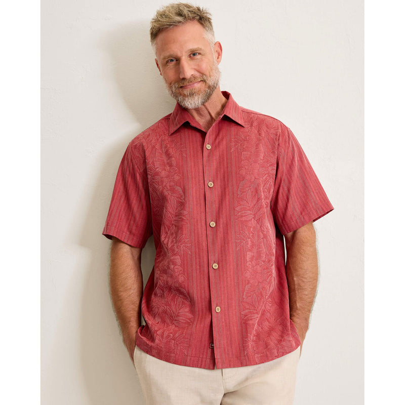 Tommy Bahama Men's Maui Border Silk Camp Shirt - Deep Havana
