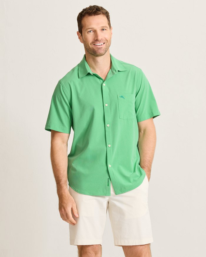 Tommy Bahama Men's IslandZone Bahama Coast Venice Vines Camp Shirt - Bright Palm Green