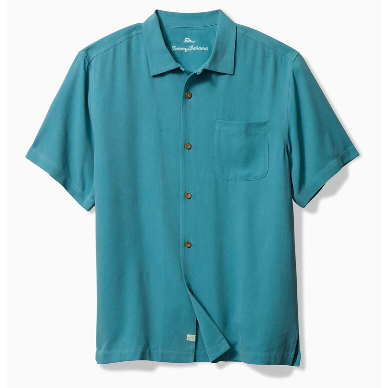 TBLV Tommy Bahama Mens Original Sample Grand Prix Camp Shirt - Dark Canal Blue