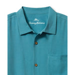 Tommy Bahama Men's Big & Tall Tommy Grand Prix Embroidered Silk Camp Shirt - Dark Canal Blue