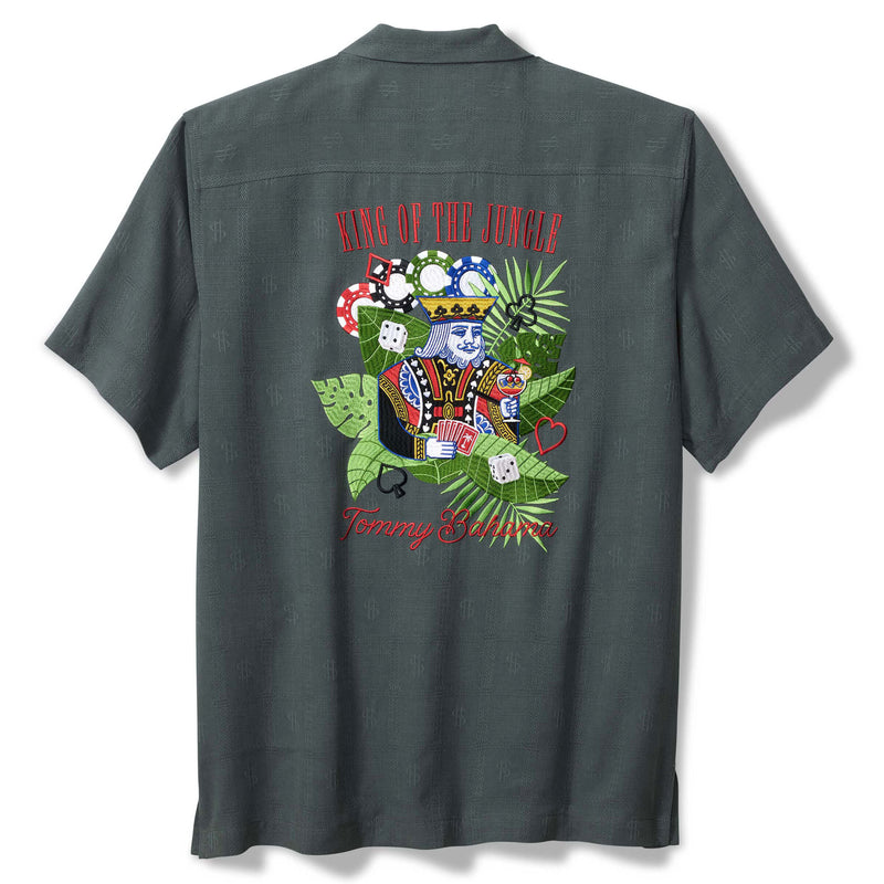 Tommy Bahama Men's King Of The Jungle Embroidered Silk Camp Shirt - Wire Rim