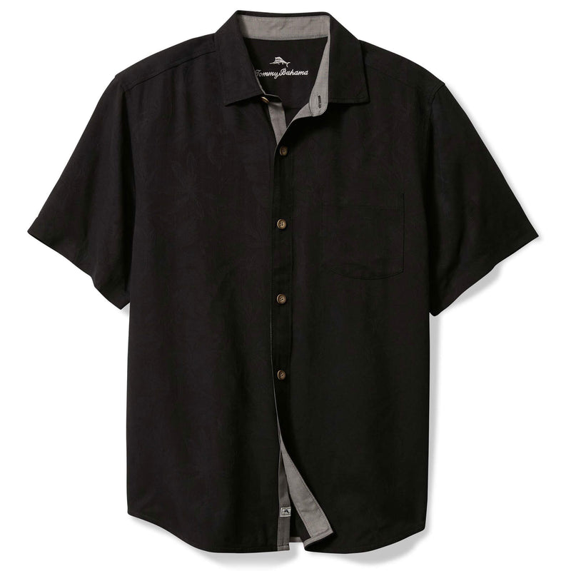 Tommy Bahama Men's Drinks Well With Others Embroidered Silk Camp Shirt - Black