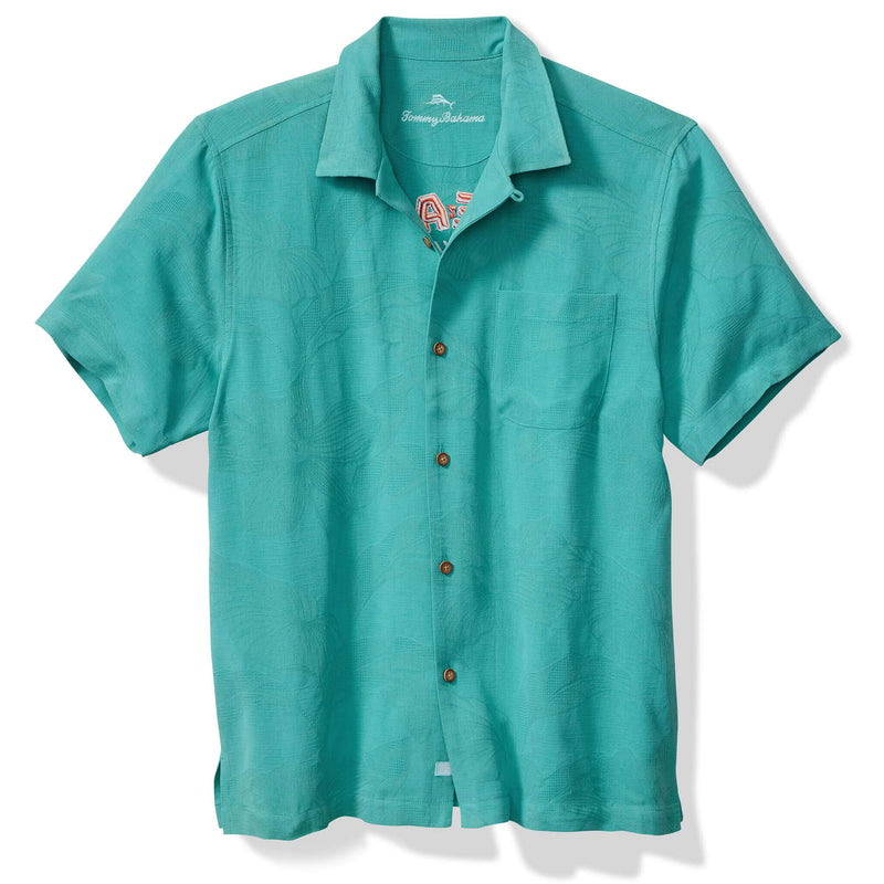 TBLV Tommy Bahama Mens Original Sample Meat Your Maker Camp Shirt - Aqua Aloha