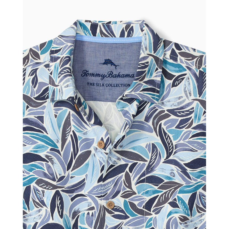 Tommy Bahama Men's Blue Lagoon Leaves Silk Camp Shirt - Dk Moonlight