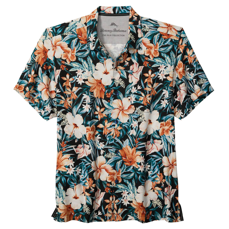Tommy Bahama Men's Midnight Blooms Silk Camp Shirt - Evening Blue