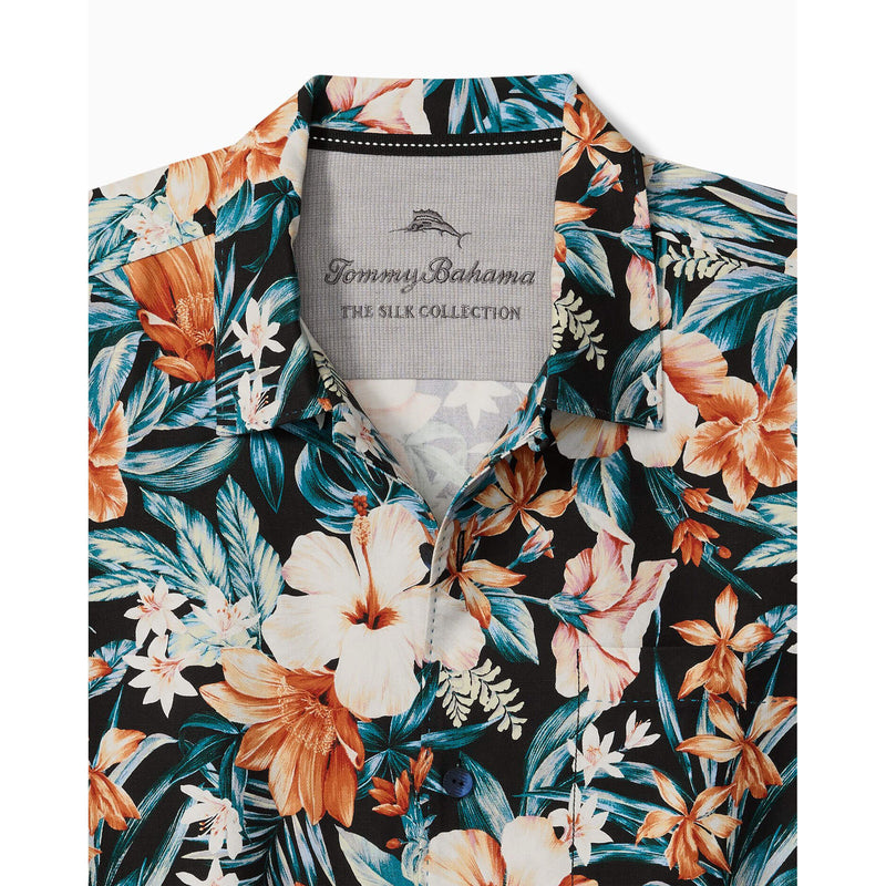 Tommy Bahama Men's Midnight Blooms Silk Camp Shirt - Evening Blue