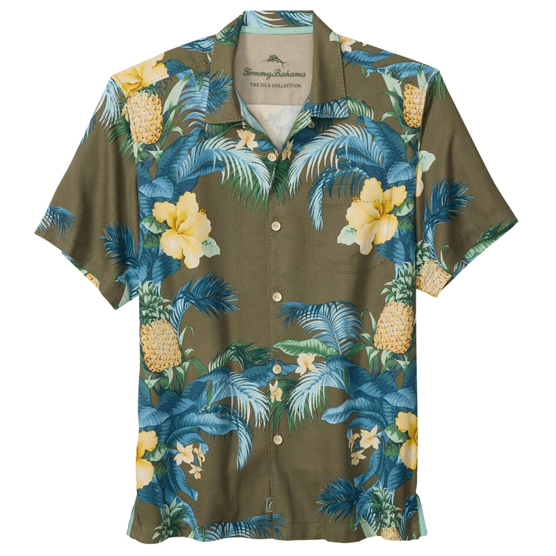 Tommy Bahama Men's Pineapple Petal Silk Camp Shirt - Blue Ash
