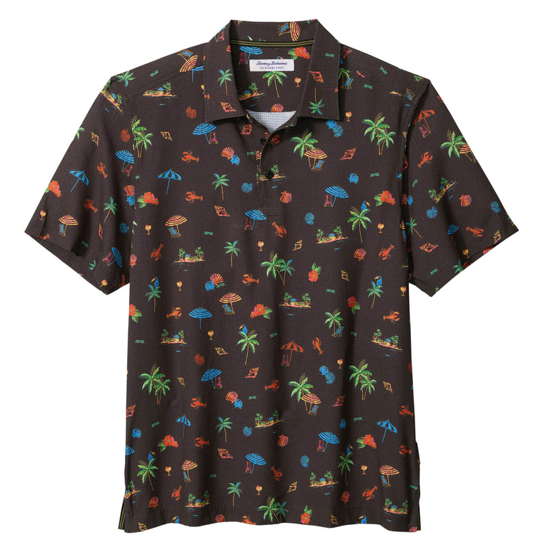 Tommy Bahama Men's Bahama Coast Palm Villa Polo Shirt - Black Velvet
