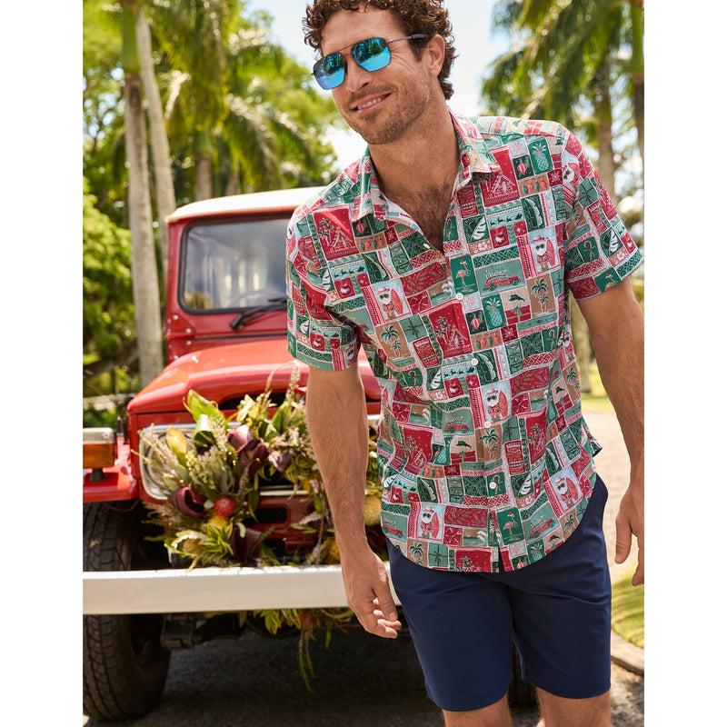 Tommy Bahama Men's Bahama Coast Gift Wrap Christmas Camp Shirt - Havana