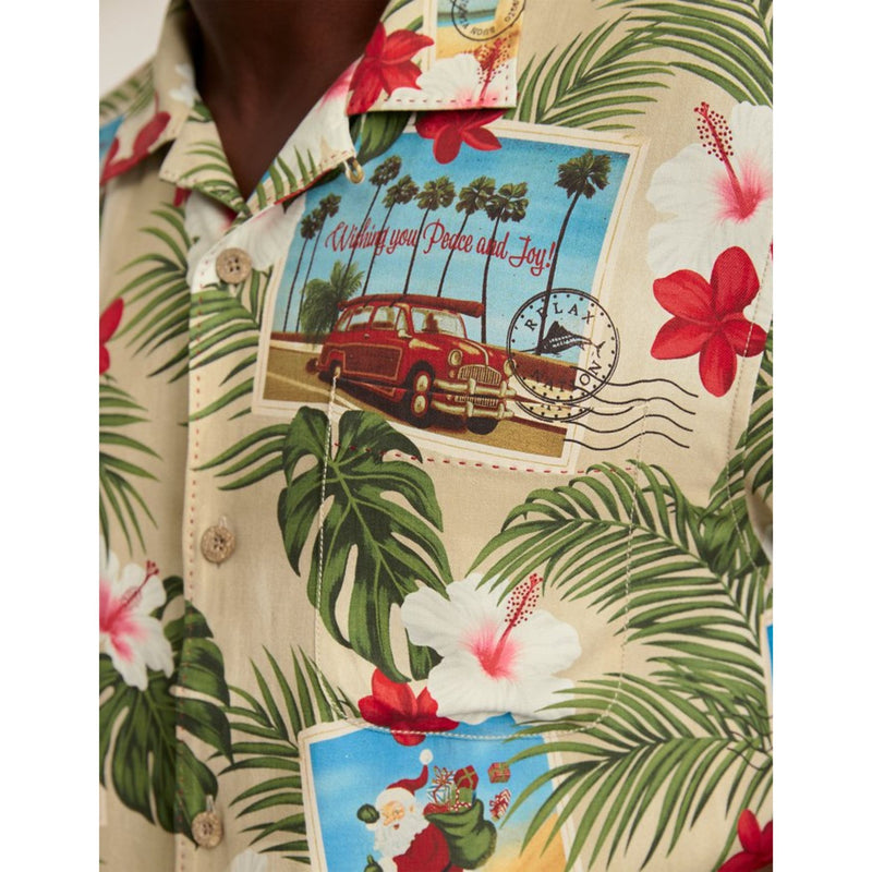 Tommy Bahama Men's Santas Day Off Christmas Camp Shirt - Nomad Khaki