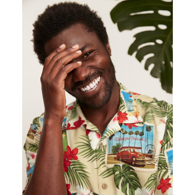 Tommy Bahama Men's Santas Day Off Christmas Camp Shirt - Nomad Khaki