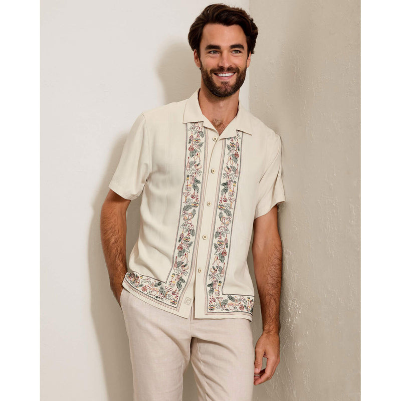 Tommy Bahama Men's Holiday In Paradise Embroidered Camp Shirt - Moonbeam