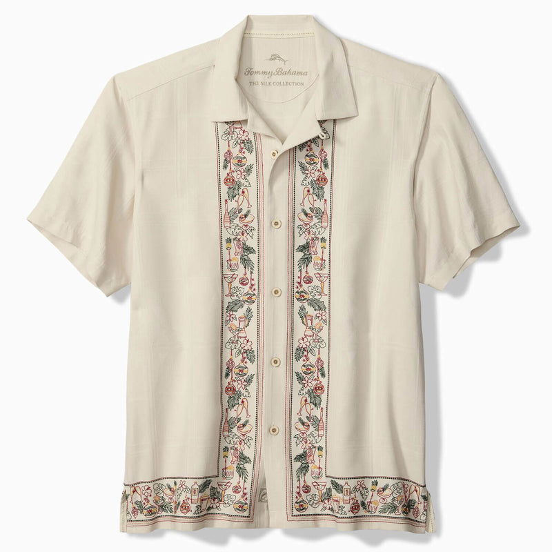 Tommy Bahama Men's Holiday In Paradise Embroidered Camp Shirt - Moonbeam