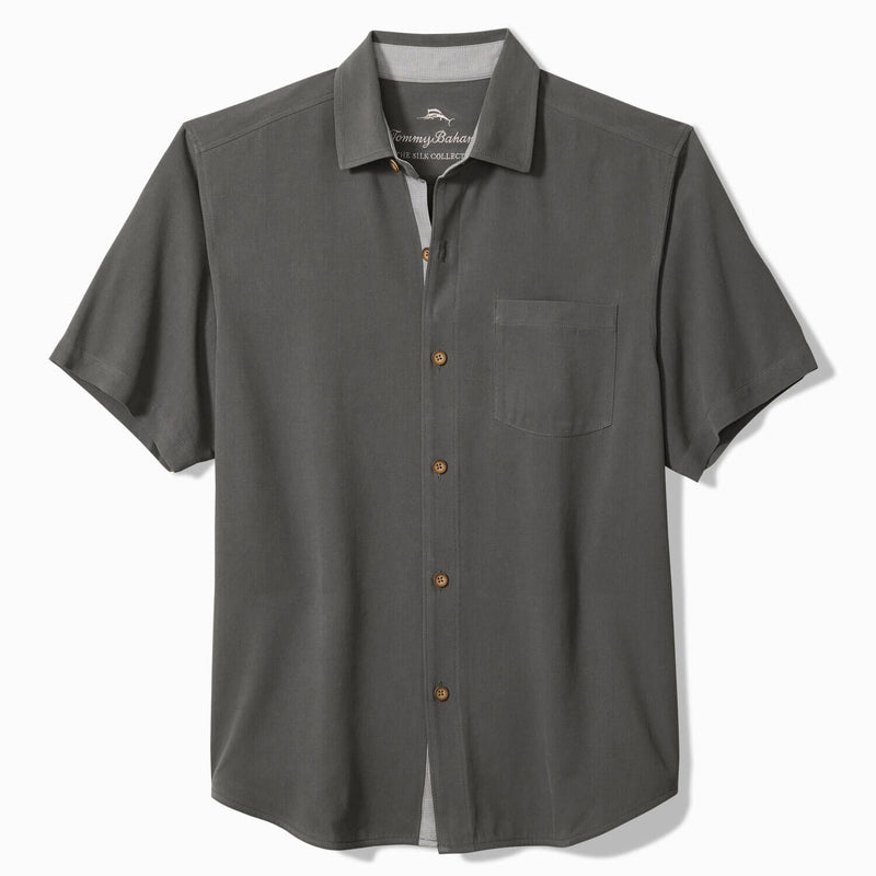 Tommy Bahama Men's Where The Mild Things Are Embroidered Silk Camp Shirt - Fog Grey