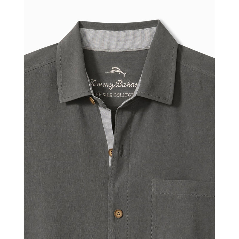 Tommy Bahama Men's Where The Mild Things Are Embroidered Silk Camp Shirt - Fog Grey