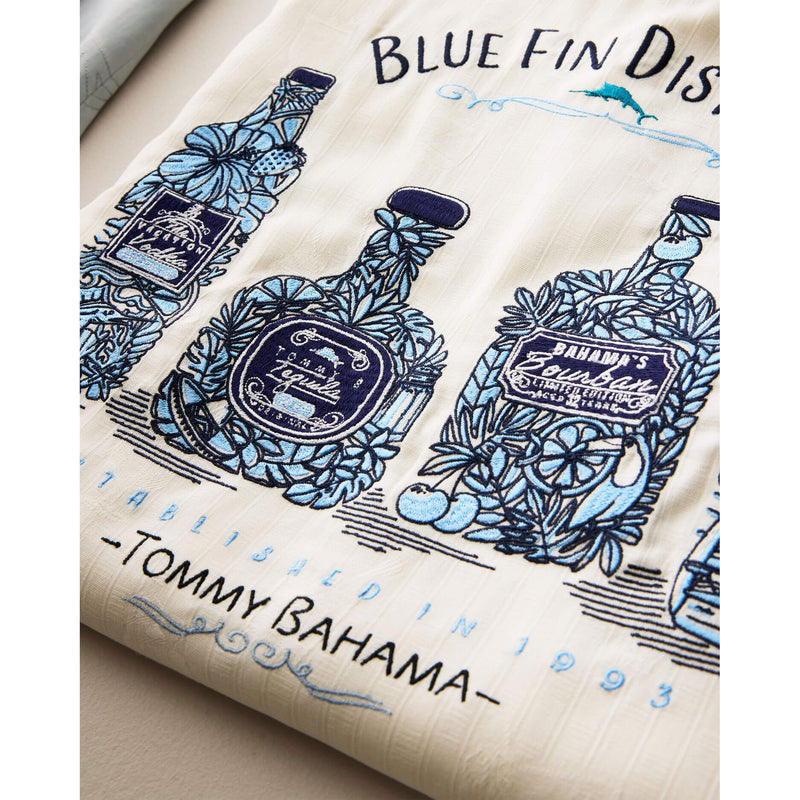 Tommy Bahama Men's Blue Fin Distillery Embroidered Silk Camp Shirt - Continental