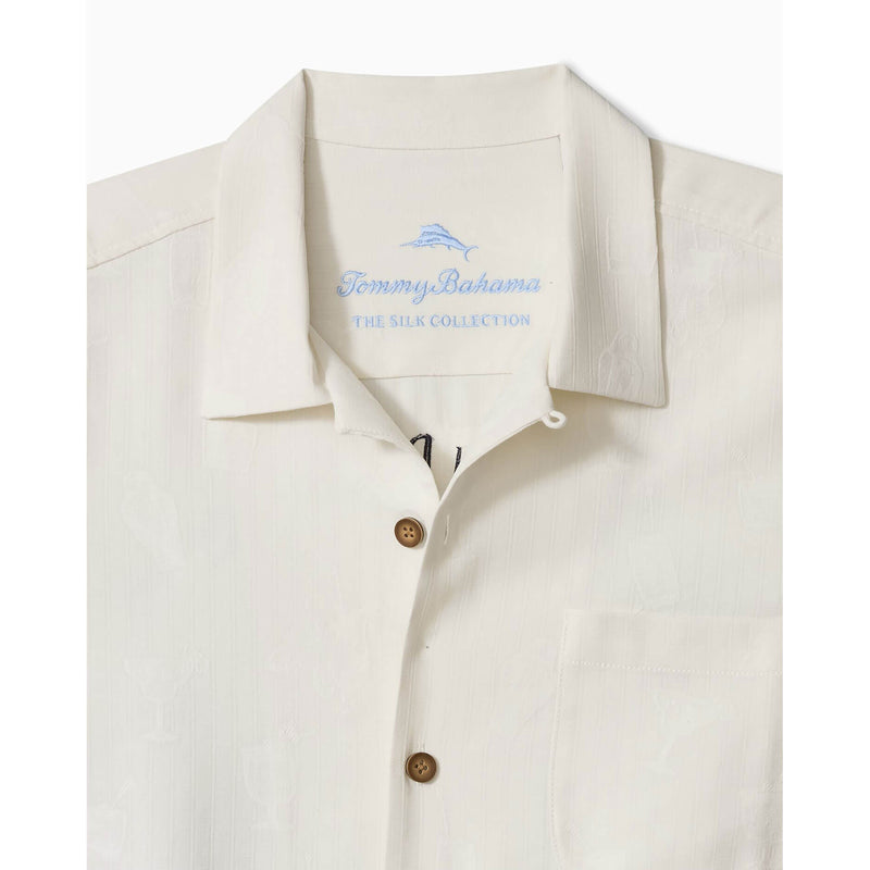 Tommy Bahama Men's Blue Fin Distillery Embroidered Silk Camp Shirt - Continental