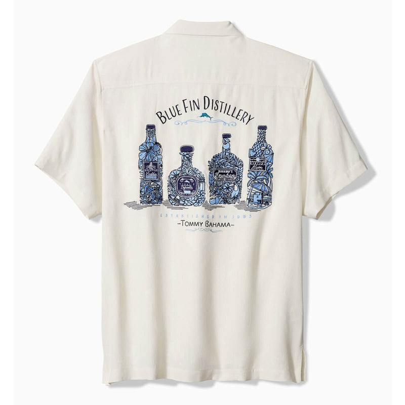 Tommy Bahama Men's Blue Fin Distillery Embroidered Silk Camp Shirt - Continental