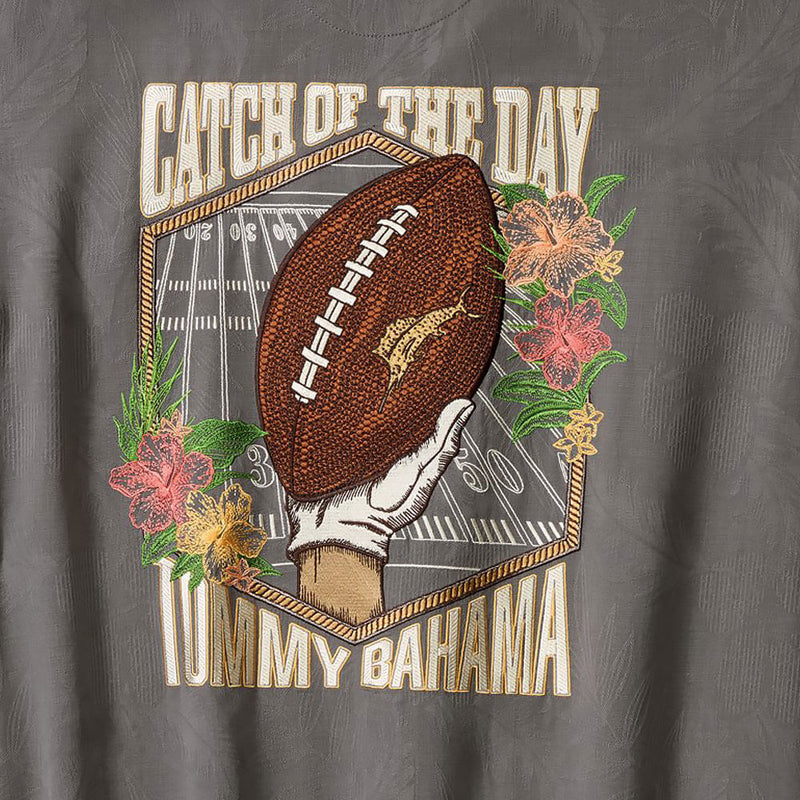 Tommy Bahama Men's Catch Of The Day Embroidered Silk Camp Shirt - Fog Grey