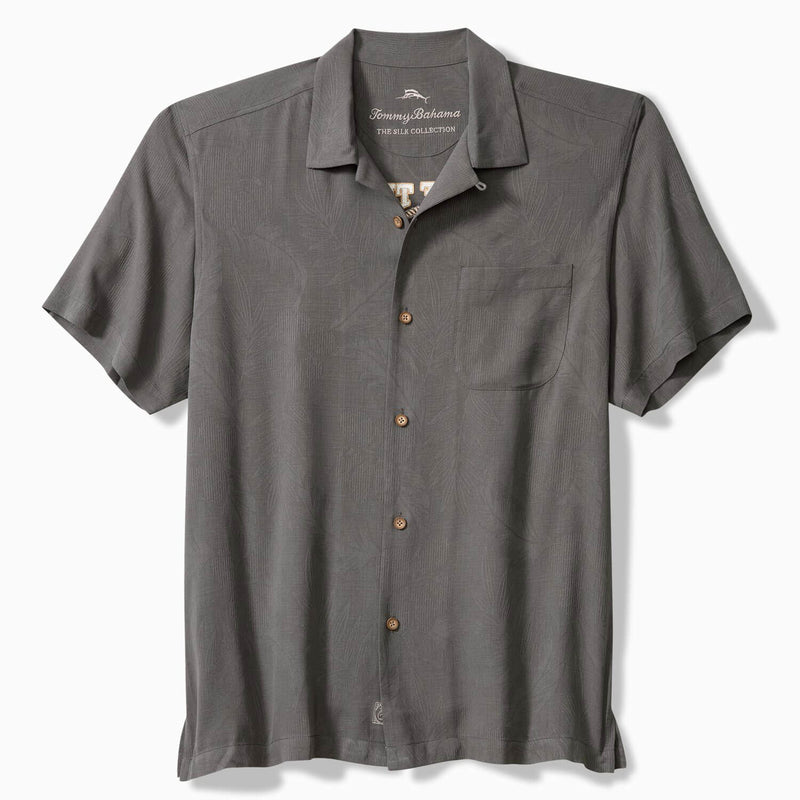 Tommy Bahama Men's Catch Of The Day Embroidered Silk Camp Shirt - Fog Grey