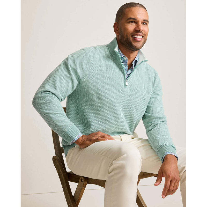 Tommy Bahama Men's IslandZone New Coolside Legend Half Zip Pullover Sweater - Aquifer Heather