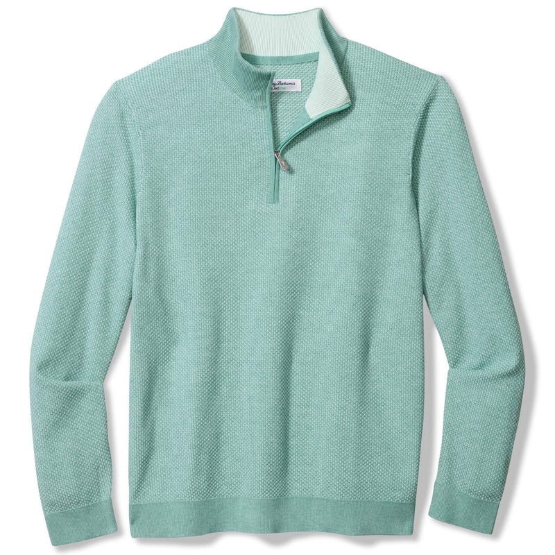 Tommy Bahama Men's IslandZone New Coolside Legend Half Zip Pullover Sweater - Aquifer Heather