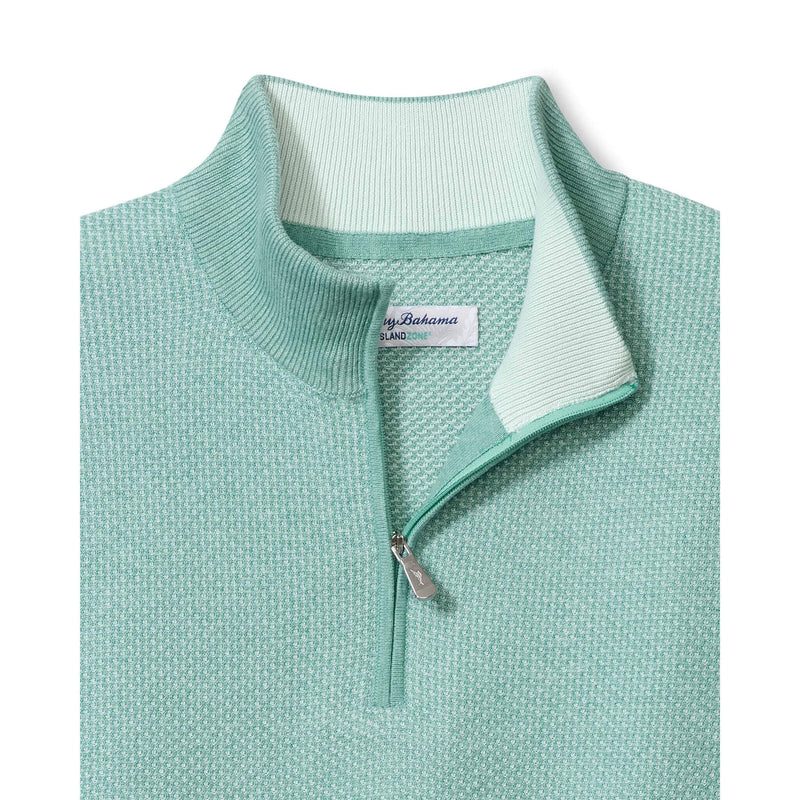 Tommy Bahama Men's IslandZone New Coolside Legend Half Zip Pullover Sweater - Aquifer Heather