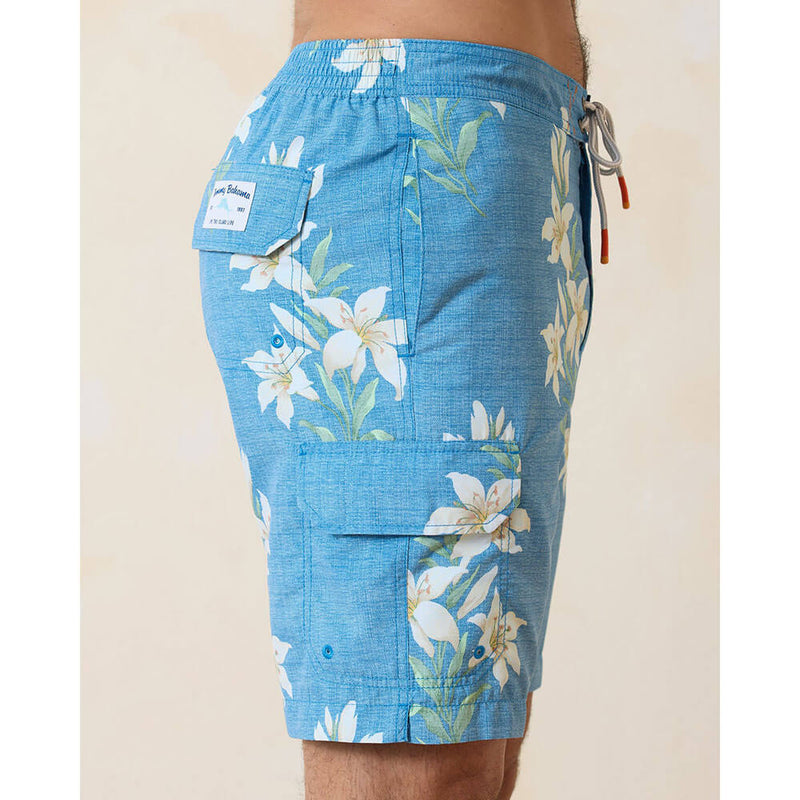 Tommy Bahama 9-Inch Baja Open Water Blooms Boardshorts - Blue Allure