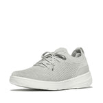 FitFlop Super-Q Knit Slip On Laced Sneakers - Arctic Grey / Silver